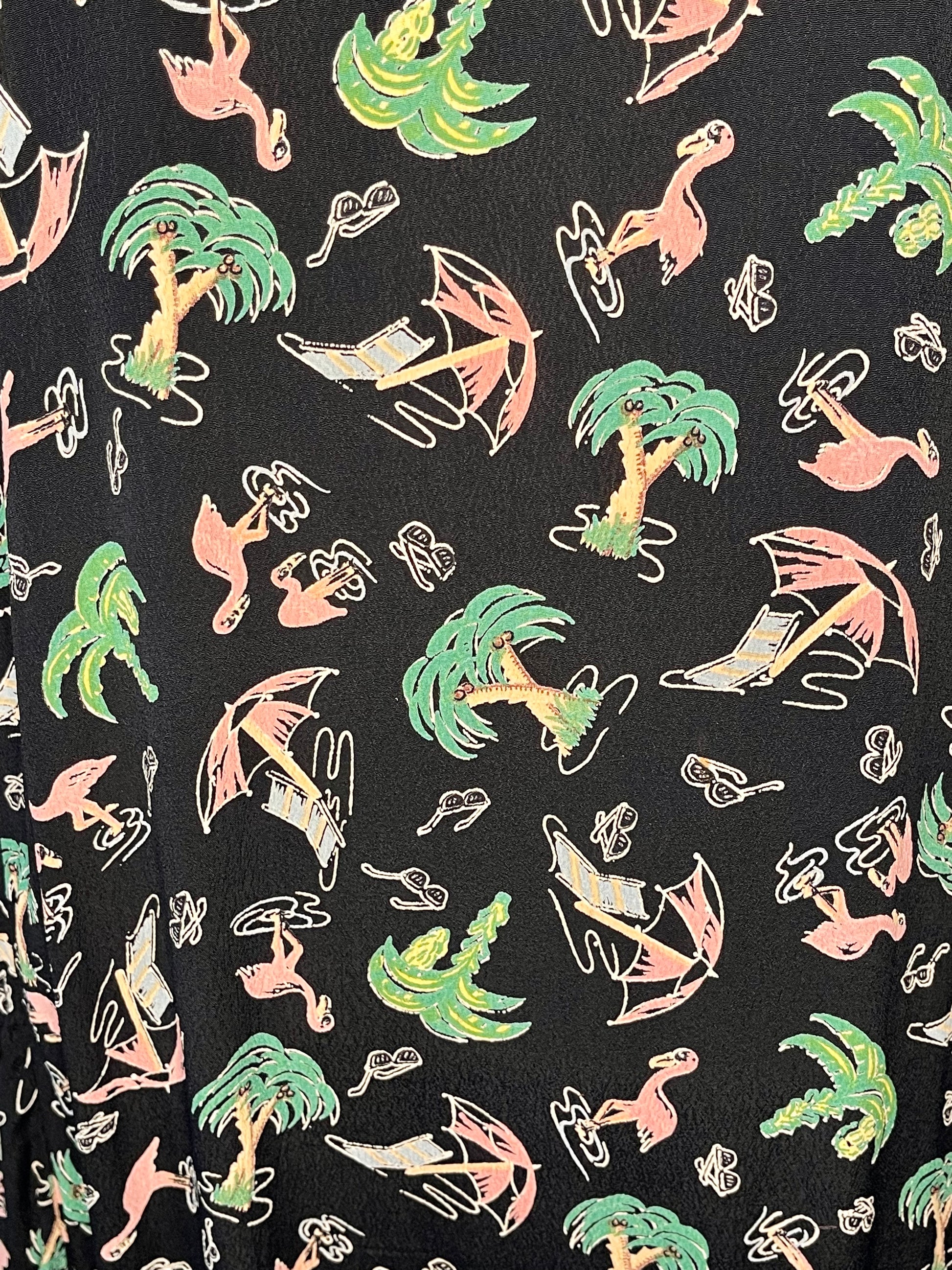 flamingo, palm, umbrella print